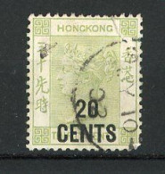 H-K  Yv. N° 54 ; SG N° 48 Fil CA  (o) 20c S 30c Vert-gris  Victoria Marque Chinoise  Cote 8 Euro D  2 Scans - Gebruikt