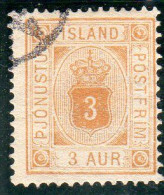 Islande :Timbres De Service N°3 Oblitéré ,type A  Filigrane Couronne - Dienstmarken