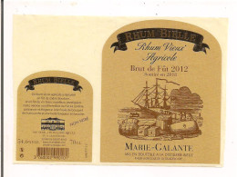 Etiquette Rhum Vieux Agricole - Brut De Fût 2012 - 70cl - 54,6% - Soutiré En 2018 - Marie Galante - GUADELOUPE - - Rum