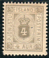 Islande :Timbres De Service N°4a * ,type B,  Filigrane Couronne - Dienstmarken