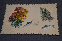 RARE Très Belle Ancienne Carte Spécial 1er Avril,poisson Avec Découpis - 1 April (aprilvis)