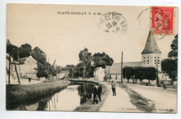 77 CLAYE SOUILLY Le Pecheur à La Ligne Riviere Rooute Eglise Du Bourg 1933 écrite Timb    D10 2022 - Claye Souilly