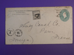 AB0 ETATS UNIS   LETTRE ENTIER DEVANT   1892  DULUTT A PARIS FRANCE +  + TAXES  30C + AFF. INTERESSANT+++ - Otros & Sin Clasificación