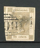 H-K  Yv. N° 7 ; SG N° 7 Sans Fil Dent 14 (o) 96c Gris-olive  Victoria  Cote 500 Euro D  2 Scans - Used Stamps