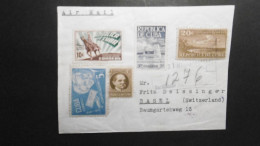 Kuba Mi. 204,283+234+236(ls.unentwertet) LP Einschreiben 1949 In Die Schweiz-rechts Gekürzt - Storia Postale