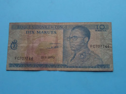10 Dix MAKUTA ( See / Voir Scans ) CONGO - 21-1-1970 - FC707744 ( Circulated ) ! - República Democrática Del Congo & Zaire