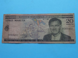 20 Vingt MAKUTA ( See / Voir Scans ) CONGO - 24-11-1967 - H065452 ( Circulated ) ! - Democratische Republiek Congo & Zaire