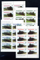1985 TANZANIA SET MNH ** 4x Minifogli 263/266 Treni, Locomotive - Tanzanie (1964-...)