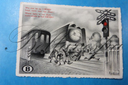 Nationale Maatschappij Belgische Buurtspoorwegen  N.M.B.S. Overweg Bareel Satire  Artist A. Moussiaux Illustrateur - Eisenbahnen