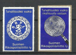 FINLAND 1980 Kriminalpolizei Criminal Police Polizei - 2 Vignettes Poster Stamps - Police - Gendarmerie