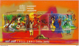 India 2003 Sangeet Natak Akademi Music Dance Musical Instruments Miniature Sheet MS MNH As Per Scan - Unused Stamps