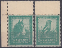 ÖSTERREICH / Austria 1910 ⁕ WIENERN TIER SCHUTZVEREIN ⁕ 2v MH Cinderella - Erinnophilie