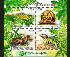 Burundi 2012 Endangered Reptile, San Caterina Island Rattlesnake, Angoroca Tortoise，MS MNH - Unused Stamps