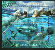Burundi 2012 Animal Sharks And Seals Nature Conservation，MS MNH - Unused Stamps