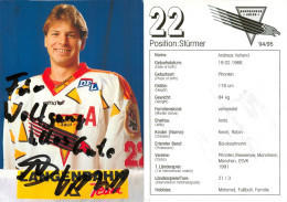 Autogramm Eishockey AK Andreas Volland Kaufbeurer Adler 94-95 ESV Kaufbeuren Pfronten Riessersee Hedos München Mannheim - Sports D'hiver