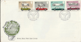 Great Britain   .   1982   .  "British Motor Cars" #1   .   First Day Cover - 4  Stamps - 1981-1990 Decimal Issues