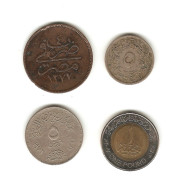 289/ Egypte : 10 Paras 1863 - 5/10 Qirsh 1901 - 5 Piastres 1972 - 1 Pound 2007 - Egypte