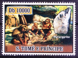 Sao Tome 2007 MNH, Prehistory, Neanderthal People, Pyrargyrite Minerals - Vor- Und Frühgeschichte