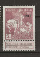 1911 MH Belgium Mi 86-II - Neufs