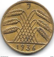 *Weimar 10 Pfennig 1936 J  Km 40 Vf+ - 10 Rentenpfennig & 10 Reichspfennig