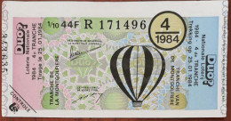 Billet De Loterie Nationale Belgique 1984 4e Tranche De La Montgolfière - 25-1-1984 - Billetes De Lotería