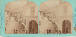 Carte Stéréoscopique 9cm X18 Cm. Rue Et Route De BAREGES à (65) LUZ  (Hôtel Des Pyrénées Ets CAZAUX) - Luz Saint Sauveur