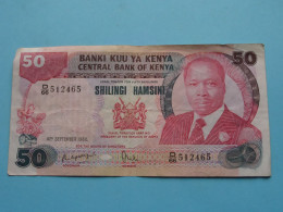 50 (Fifty) Shillings ( See / Voir Scans ) KENYA - 14th Sept 1986 ( Circulated ) VF ! - Kenya