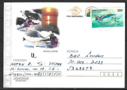 INDONESIE. Carte De 1997 Ayant Circulé. Canoë-kayak En Eau Vive. - Canoë