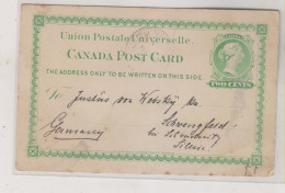 CANADA 1891  Nice Postal Stationery To Germany - 1860-1899 Reinado De Victoria