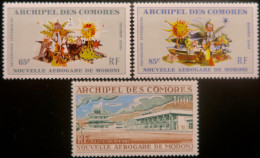 LP3972/310 - 1972 - COLONIES FRANÇAISES - ARCHIPEL DES COMORES - POSTE AERIENNE - SERIE COMPLETE - N°39 à 41 NEUFS** - Posta Aerea