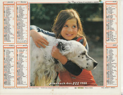 Calendrier-Almanach Des P.T.T 1988-Poster Intérieur JEAN JACQUES GOLDMAN -OLLER Département AIN-01-Référence 440 - Groot Formaat: 1981-90