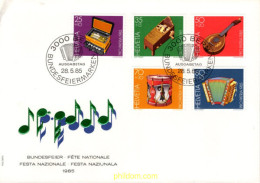 408150 MNH SUIZA 1985 PRO PATRIA. INSTRUMENTOS DE MUSICA POPULAR SUIZA - Nuevos