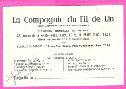 Carte De Visite Commerciale De La Compagnie Du Fil De Lin Avenue De La Pointe Rouge à MArseille 8ème - Visiting Cards