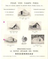 Lot Ets Bessonneau à Angers Publicité Tentes De Camping , Factures En-tête Et Carte Postale Avec EMA Rouge 1955 - Kleding & Textiel