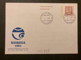 CP EP NORDIA 1981 1,00 OBL.2 1 81 HELSINKI - Postal Stationery