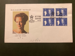 LETTRE TP KALAALLIT NUNAAT 1,60 BLOC De 4 OBL.16-4 1980 GODHAB NUK - Covers & Documents