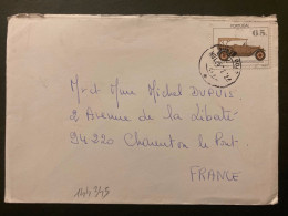 LETTRE Pour La FRANCE TP AUTOMOBILE 65 OBL.27 7 92 BRAGA - Covers & Documents