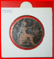 * FABULOUS ISSUE: UNITED KINGDOM  1 PENNY 1902 NOT LOW TIDE! EDWARD VII (1902-1910) BRITAIN! · LOW START ·  NO RESERVE! - D. 1 Penny