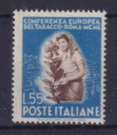 Repubblica Italiana 1950 - Conferenza Europea Del Tabacco Valore L. 55 Azzurro E Bruno Nuovo Con Linguella - Italia