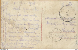 Op 409: S.M. : _ PMB _ BLP 7  VII 15 > * LEYSELE * 10 VII __ [1915]:sterstempel/fantasiekaart. Le Cauchemar Du Boche . - Zona Non Occupata