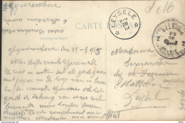 Op 404 S.M. : 2 PMB 2 BLP 25 III ▄▄ > * LEYSELE * 28  III __ [1915]:sterstempel /pk:Ruines De DIXMUDE L'Hôtel De Ville - Unbesetzte Zone