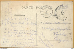 Op 408: S.M. : _ PMB _ BLP 2 VII 15 > * LEYSELE * 5 VII __ [1915]:sterstempel/pk: Les Turcos Défilant à Furnes Devant Le - Zone Non Occupée