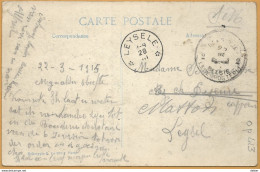 Op 413: S.M. : 2 PMB 2  25 III ▄ > * LEYSELE * 8-9 28 III ___ [1915]: Sterstempel / Pk: ALBERT La Baselique 1914 - Zona Non Occupata