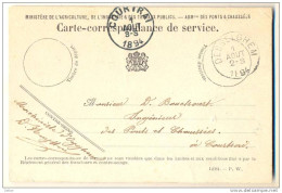 2n153: CARTE-CORRESPONANCE De Service: Verstuurd Uit DESSELGHEM 1894 >COURTRAI  1894 - Portofreiheit