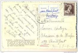 3pk444:N° 845: BRUXELLES-BRUSSEL + Etiket: INCONNU/Onbekend + Par Boitsfort > Boitsfort/ CP: ST-Hubert La Baselique... - 1936-1957 Open Kraag