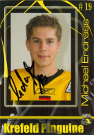 Autogramm Eishockey AK Michael Endraß Krefeld Pinguine 08-09 KEV Füssen Straubing Tigers EV Landshut Dresdner Eislöwen - Invierno