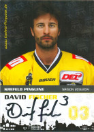 Autogramm Eishockey AK David Fischer Krefeld Pinguine 13-14 KEV EC KAC Klagenfurt REV Heilbronner Falken Houston Aeros - Invierno