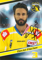 Autogramm Eishockey AK David Fischer Krefeld Pinguine 15-16 KEV EC KAC Klagenfurt REV Heilbronner Falken Houston Aeros - Wintersport