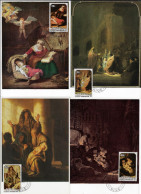 Niue 1981 Y&T 361 à 364 Sur CM. Peinture, Rembrandt. Noël : Sainte Famille Avec Anges, Présentation Au Temple, Vierge - Christianisme
