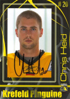 Autogramm Eishockey AK Chris Heid Krefeld Pinguine 08-09 Augsburger Panther ERC Ingolstadt Eisbären Berlin Regensburg - Wintersport